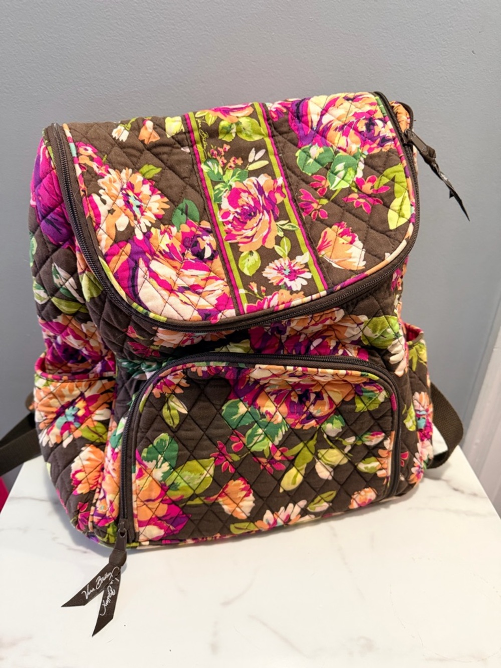 Vera Bradley Quilted brown Floral Backpack